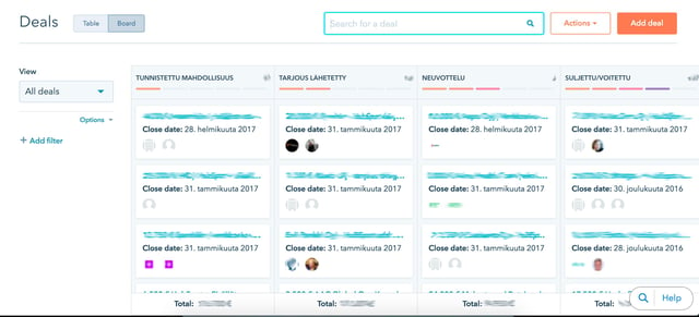 HubSpot CRM:n avulla on helppo organisoida, seurata ja kasvattaa myyntisi pipelinea.