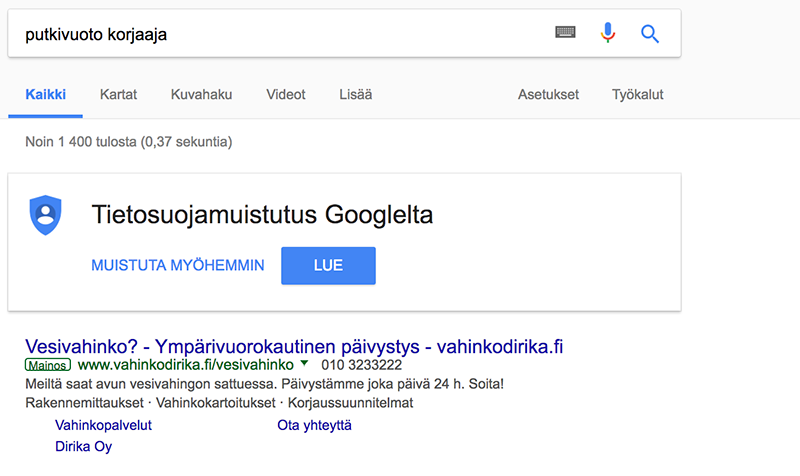 OIkeat sisällöt oikeaan aikaan myös Adwordsissa