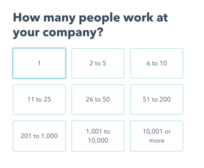 Kuinka monta työntekijää työskentelee yrityksessäsi? (HubSpot-käyttäjätilin luonti)