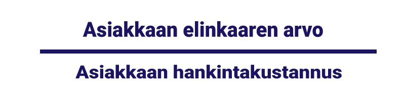 Asiakkaan-elinkaaren-arvon-ja-hankintakustannuksen-suhde