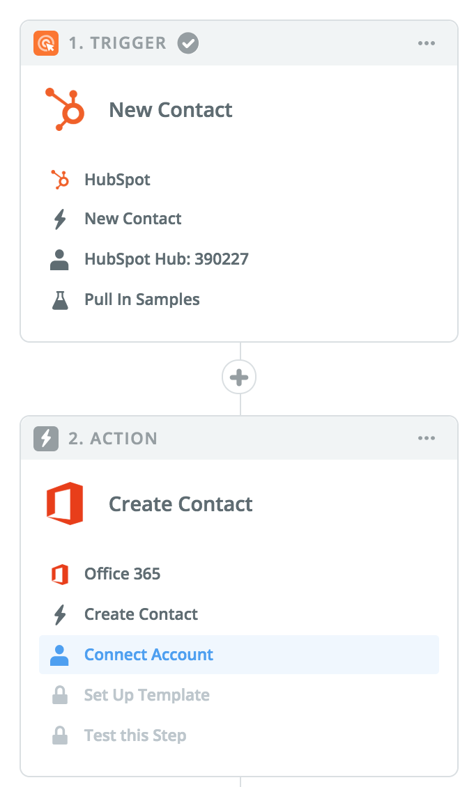 Zapier HubSpot office 365 create contact